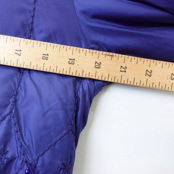 Blue Navy Down Jacket Women Large Packable Western Pom Pom Italy NWT ASPESI $565 - Picture 6 of 14